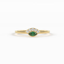Load image into Gallery viewer, Emerald Ring / Marquise Cut Emerald Ring in 14k Solid Gold / Natural Emerald Ring / May Birthstone Ring / Dainty Emerald Ring - Jalvi & Co.