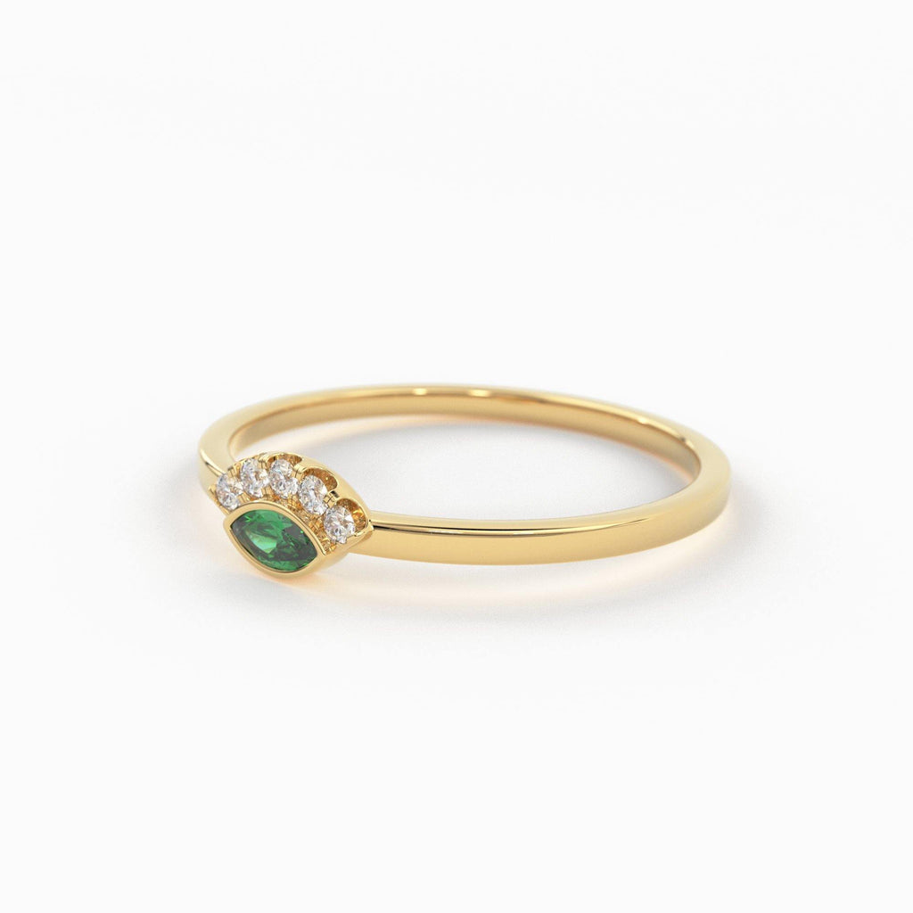 Emerald Ring / Marquise Cut Emerald Ring in 14k Solid Gold / Natural Emerald Ring / May Birthstone Ring / Dainty Emerald Ring - Jalvi & Co.