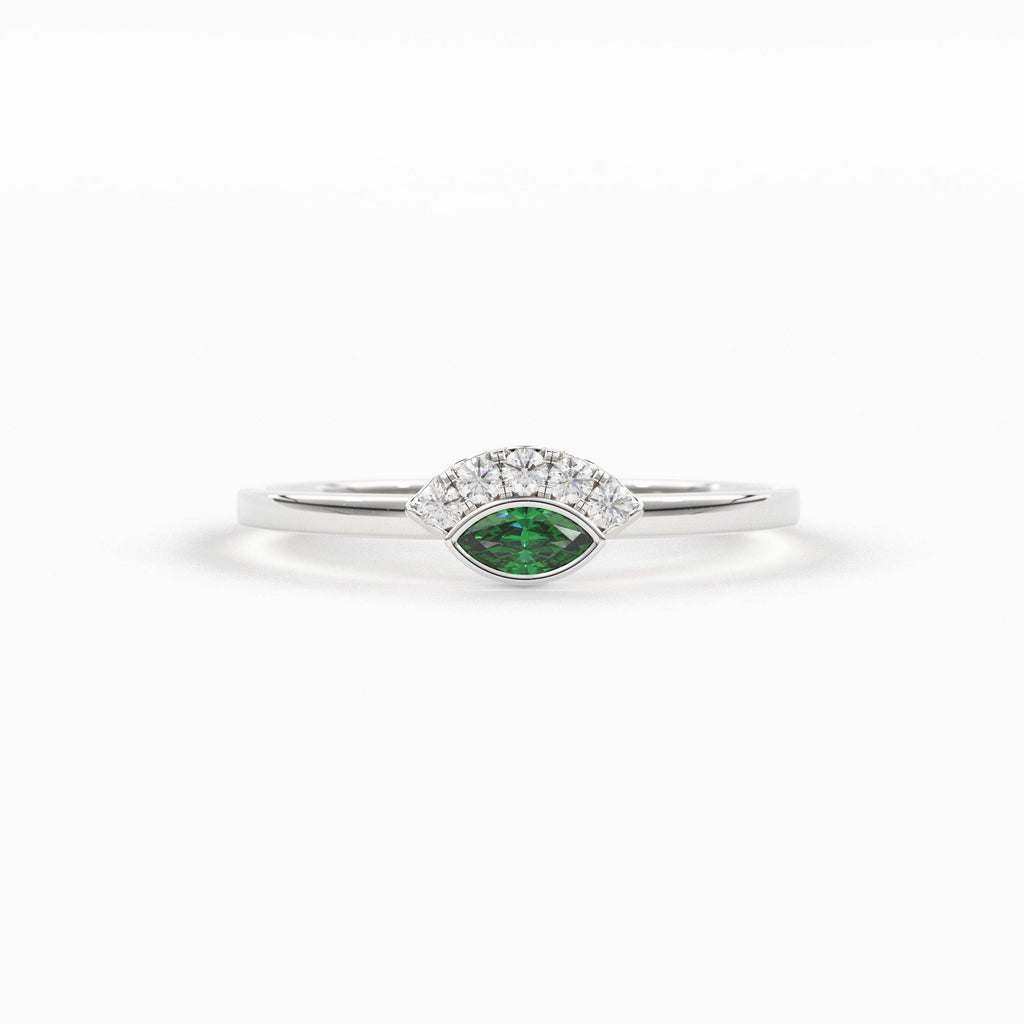 Emerald Ring / Marquise Cut Emerald Ring in 14k Solid Gold / Natural Emerald Ring / May Birthstone Ring / Dainty Emerald Ring - Jalvi & Co.