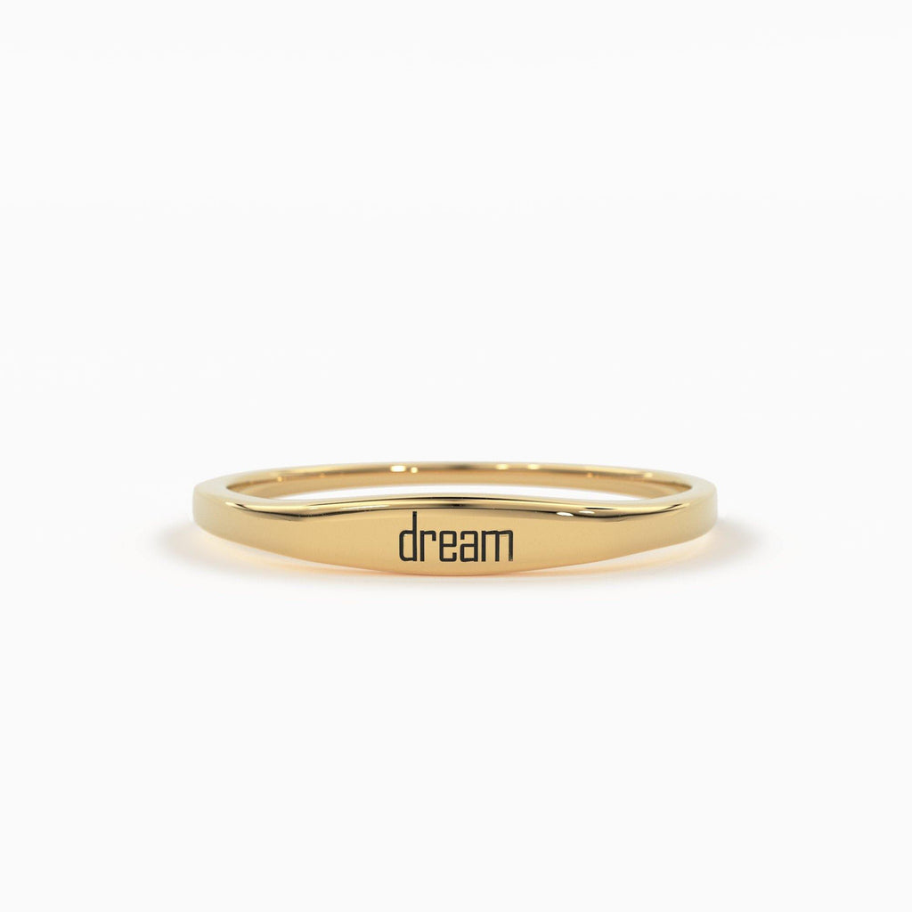 Engravable Ring / 14k Name Ring / Rose Gold Pinky Ring / Initial Ring / Solid Gold Monogram Ring / Gold Personalized Ring / Engraved Ring - Jalvi & Co.