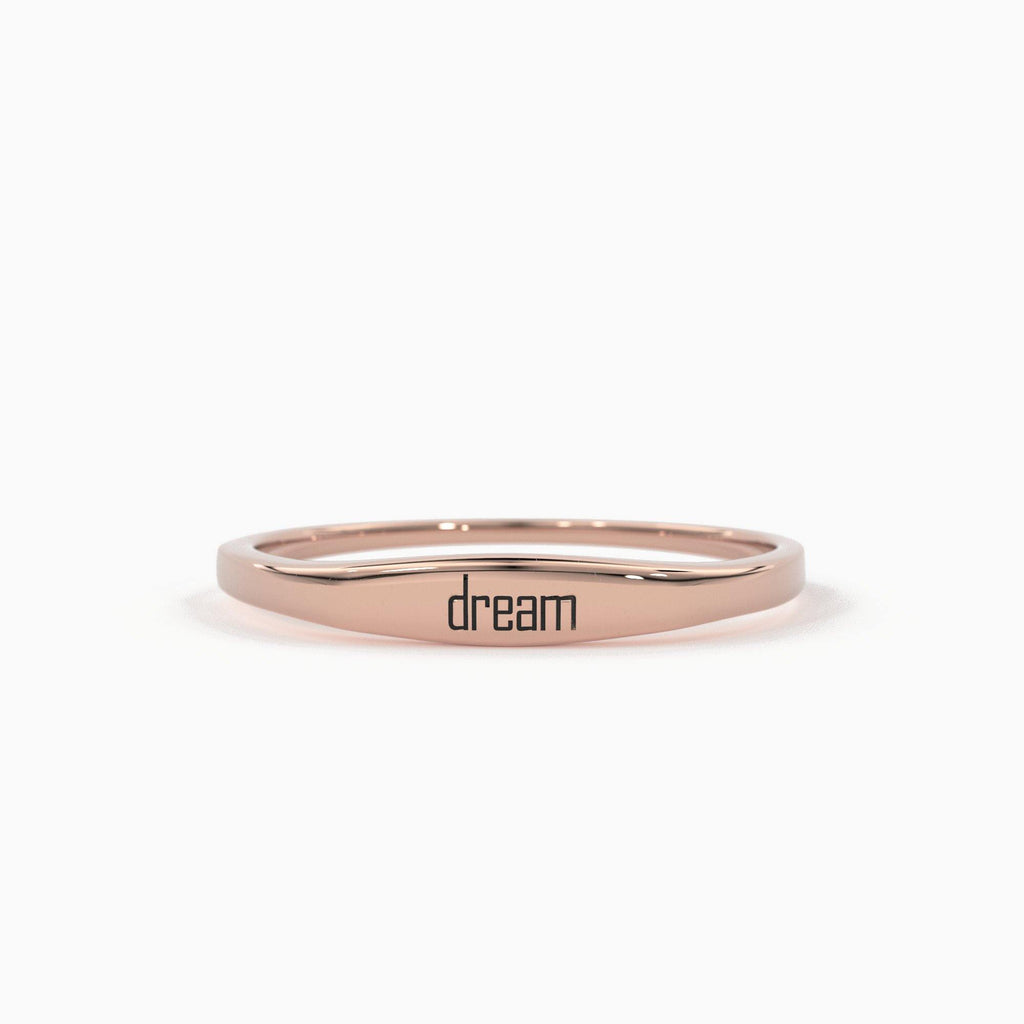 Engravable Ring / 14k Name Ring / Rose Gold Pinky Ring / Initial Ring / Solid Gold Monogram Ring / Gold Personalized Ring / Engraved Ring - Jalvi & Co.