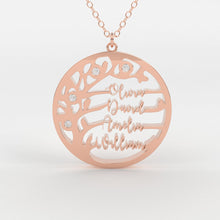 Load image into Gallery viewer, Family Name Necklace / 14k Gold Family Tree Necklace / Diamond Disc Necklace / Multiple Names Necklace / Personalized Necklace /Gift for her - Jalvi &amp; Co.