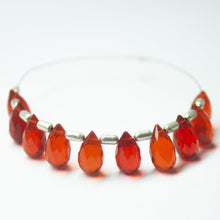 Load image into Gallery viewer, Fire Opal Quartz Faceted Teardrop Beads 10mm 5mm 10pc - Jalvi & Co.