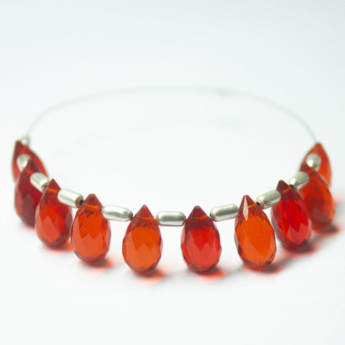 Fire Opal Quartz Faceted Teardrop Beads 10mm 5mm 10pc - Jalvi & Co.