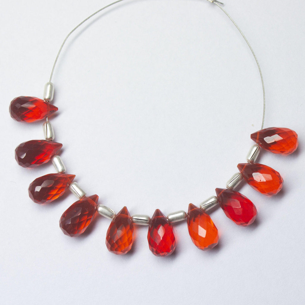 Fire Opal Quartz Faceted Teardrop Beads 10mm 5mm 10pc - Jalvi & Co.