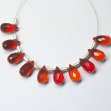 Load image into Gallery viewer, Fire Opal Quartz Faceted Teardrop Beads 10mm 5mm 10pc - Jalvi & Co.