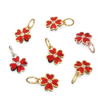 Load image into Gallery viewer, Four Leaf Clover Yellow Gold Diamond Enamel Quatrefoil Lucky Charm Necklace Pendant - Jalvi & Co.