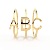 Gold Letter Ring / 14K Solid Gold / Letter Ring / Initial Gold Ring / Stackable Letter Ring / Stackable Initial Rings / Dainty Letter Ring