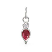 Load image into Gallery viewer, Gold Natural Ruby with Diamond Charm, Drop Earring, Dainty Earwire, Faceted ruby, 18k Gold Earwire, Red Ruby Earring Finding, Gold Pendant - Jalvi & Co.