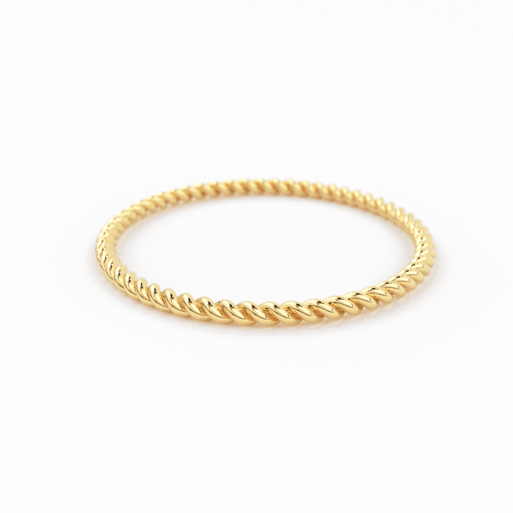 Gold Rope Ring / 14K Twisted Gold Round Wedding Band / 1.2 MM Yellow Gold Ring / Dainty Stacking Ring / Simple Delicate Ring / Thin wedding band - Jalvi & Co.