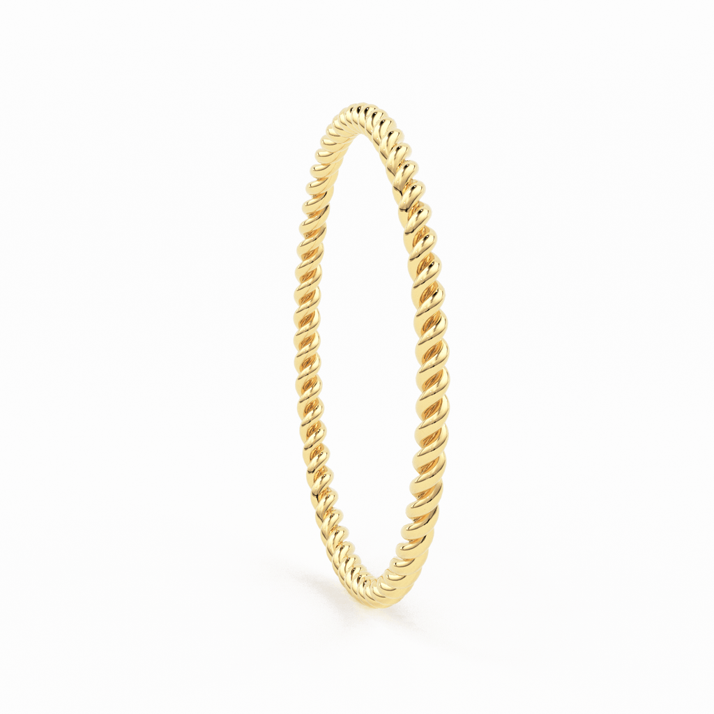 Gold Rope Ring / 14K Twisted Gold Round Wedding Band / 1.2 MM Yellow Gold Ring / Dainty Stacking Ring / Simple Delicate Ring / Thin wedding band - Jalvi & Co.
