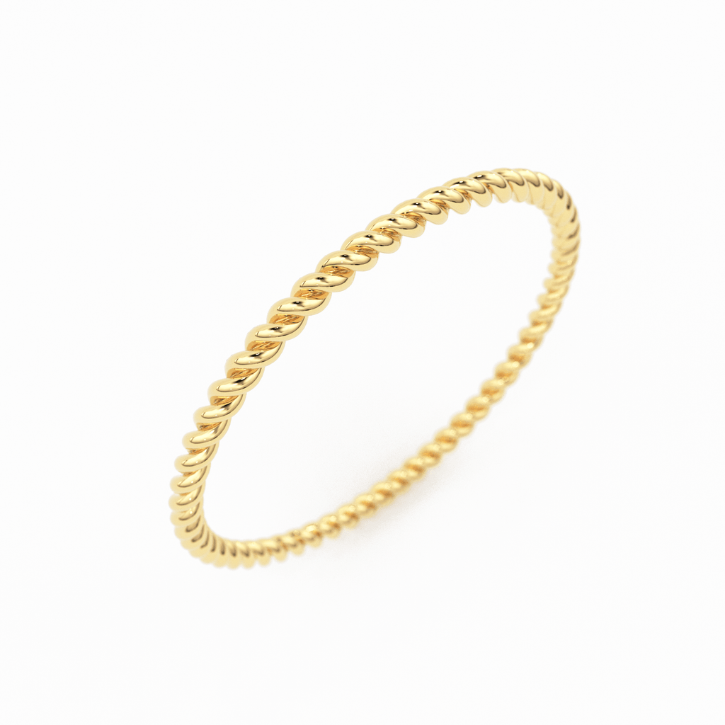 Gold Rope Ring / 14K Twisted Gold Round Wedding Band / 1.2 MM Yellow Gold Ring / Dainty Stacking Ring / Simple Delicate Ring / Thin wedding band - Jalvi & Co.