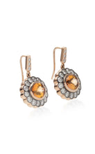 Load image into Gallery viewer, Golden Citrine & Diamond 14k Solid Rose Gold Earrings - Jalvi & Co.