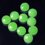 Green Chrysoprase Chalcedony Faceted Round Coin Gemstone Pair Beads 6pc 8mm