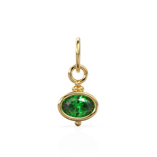Load image into Gallery viewer, Green Emerald Charms 14k Yellow Solid Oval Charm / Solid Gold Zambian Emerald Bezel Charm Pendant / Green Oval Gemstone Bezel 18K Jewelry - Jalvi & Co.