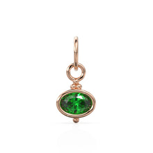 Load image into Gallery viewer, Green Emerald Charms 14k Yellow Solid Oval Charm / Solid Gold Zambian Emerald Bezel Charm Pendant / Green Oval Gemstone Bezel 18K Jewelry - Jalvi & Co.