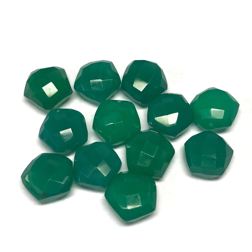 Green Onyx Faceted Hexagon Gemstone Loose Beads Pair 6 Pair 8mm - Jalvi & Co.