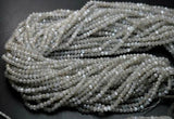 Grey Moonstone Micro Faceted Rondelle Gemstone Loose Spacer Beads Strand 13