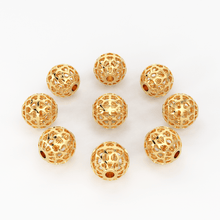 Load image into Gallery viewer, Heart Cutout Solid Gold Handmade Designer Round Spacer Gold Bead Finding 10mm - Jalvi & Co.