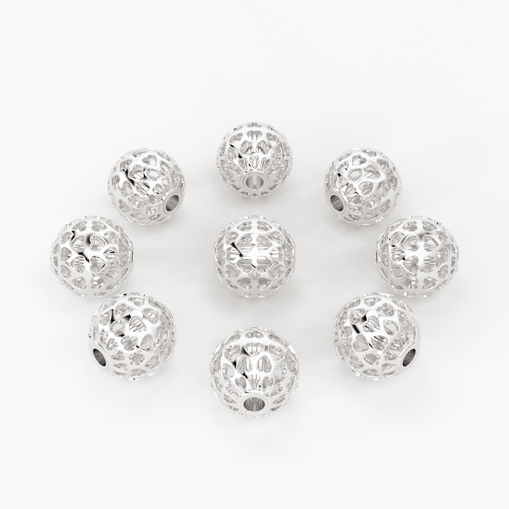 Heart Cutout Solid Gold Handmade Designer Round Spacer Gold Bead Finding 10mm - Jalvi & Co.