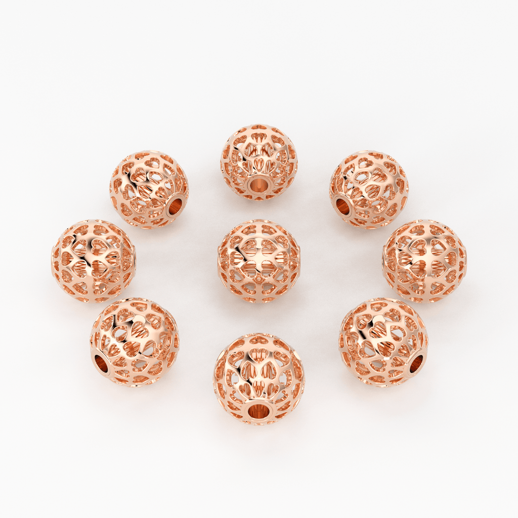 Heart Cutout Solid Gold Handmade Designer Round Spacer Gold Bead Finding 10mm - Jalvi & Co.