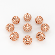 Load image into Gallery viewer, Heart Cutout Solid Gold Handmade Designer Round Spacer Gold Bead Finding 10mm - Jalvi & Co.