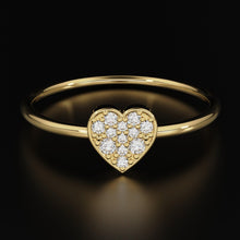 Load image into Gallery viewer, Heart Diamond Band in 14k Solid Gold / Heart Gold Diamond Ring / Gold Band White Diamond Ring / Milgrain Diamond Wedding Band - Jalvi &amp; Co.