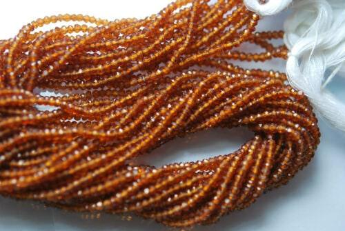 Hessonite Garnet Faceted Rondelle Gemstone Loose Spacer Beads Strand 10" 3mm - Jalvi & Co.