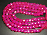 Hot Pink Chalcedony Faceted Box Square Cube Gemstone Loose Beads 8 inch 6mm 7mm