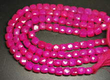 Load image into Gallery viewer, Hot Pink Chalcedony Faceted Box Square Cube Gemstone Loose Beads 8 inch 6mm 7mm - Jalvi &amp; Co.