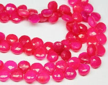 Load image into Gallery viewer, Hot Pink Chalcedony Faceted Heart Drop Gemstone Loose Beads Strand 4" 10mm 11mm - Jalvi & Co.