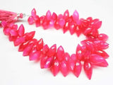 Hot Pink Chalcedony Faceted Puff Marquise Drop Gemstone Loose Bead Strand 5