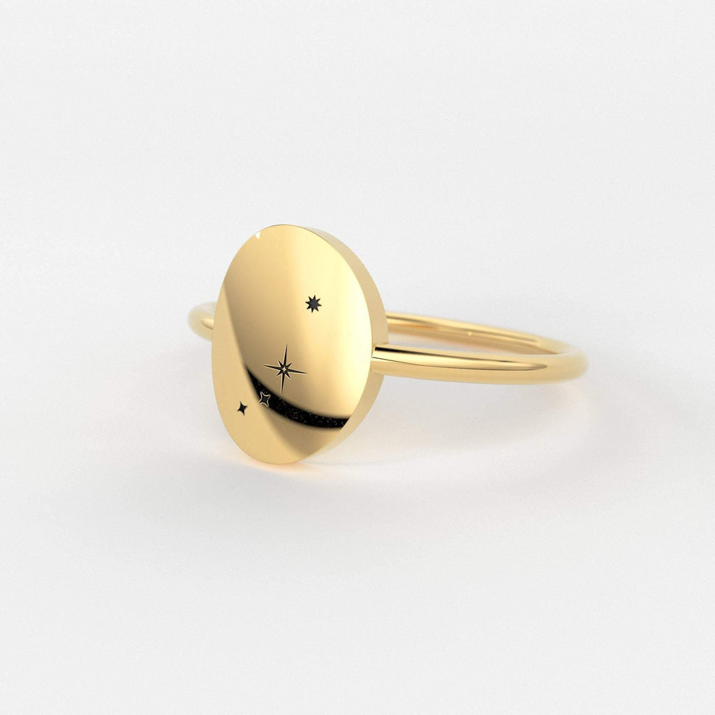 Star Signet Ring / 14K Solid Gold / Custom Zodiac Ring / Constellation Ring / Signet Ring / Stackable Star Rings / Personalized Gift for her - Jalvi & Co.