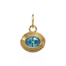 Load image into Gallery viewer, Swiss Blue Topaz Charms 14k Yellow Solid Gold Bubble Bezel Charm Pendant Blue Oval Gemstone Bezel 18K Gold Jewelry Finding - Jalvi & Co.