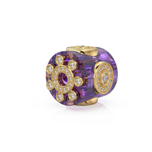 Load image into Gallery viewer, Rare Amethyst Diamond 18k Solid Yellow Gold Spacer Beads / Jewelry Making Handmade Supplies / Designer Luxury Gemstone Gold Findings - Jalvi & Co.
