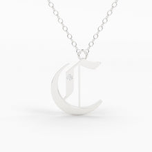Load image into Gallery viewer, Initial Diamond Necklace / 14k Solid Gold / Letter Necklace / Old English Necklace / Letter Jewelry / Personalized Necklace / Monogram Gift - Jalvi & Co.