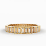 Inlay Full Eternity Ring / Baguette Diamond Full Eternity Diamond Ring for Women in 14k Gold / Prong Setting Baguette Diamond Wedding Ring