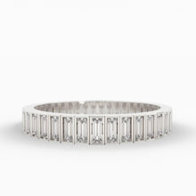 Load image into Gallery viewer, Inlay Full Eternity Ring / Baguette Diamond Full Eternity Diamond Ring for Women in 14k Gold / Prong Setting Baguette Diamond Wedding Ring - Jalvi &amp; Co.