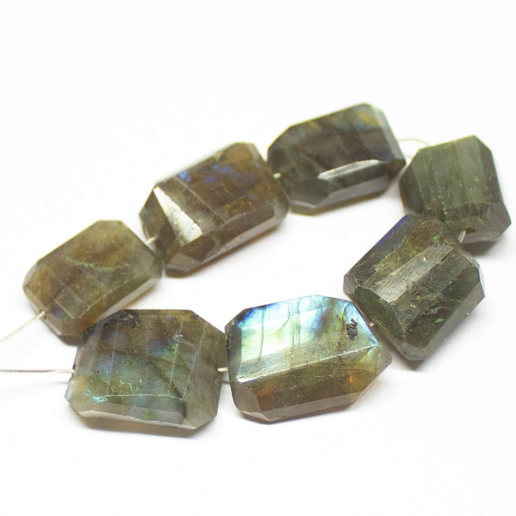 Labradorite Faceted Step Cut Tumble Loose Gemstone Beads 15-17mm 4inches - Jalvi & Co.