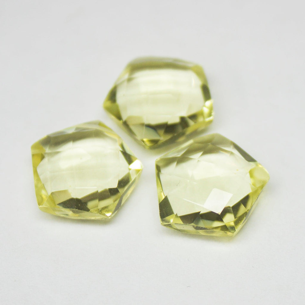 Lemon Quartz Faceted Hexagon Gemstone Loose Beads 3pc 12mm - Jalvi & Co.