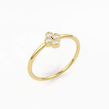 Load image into Gallery viewer, 14k Gold Bezel Setting Diamond Ring / Dainty Diamond Ring / Thin Diamond Ring / Gold Diamond Ring / Four Stone Ring / Simple Diamond Ring - Jalvi & Co.