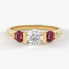 Load image into Gallery viewer, 14k Gold Diamond Engagement Ring / 5.20mm Round Diamond Ruby Ring / Unique Natural Ruby and Diamond Ring / July Birthstone Gift - Jalvi &amp; Co.