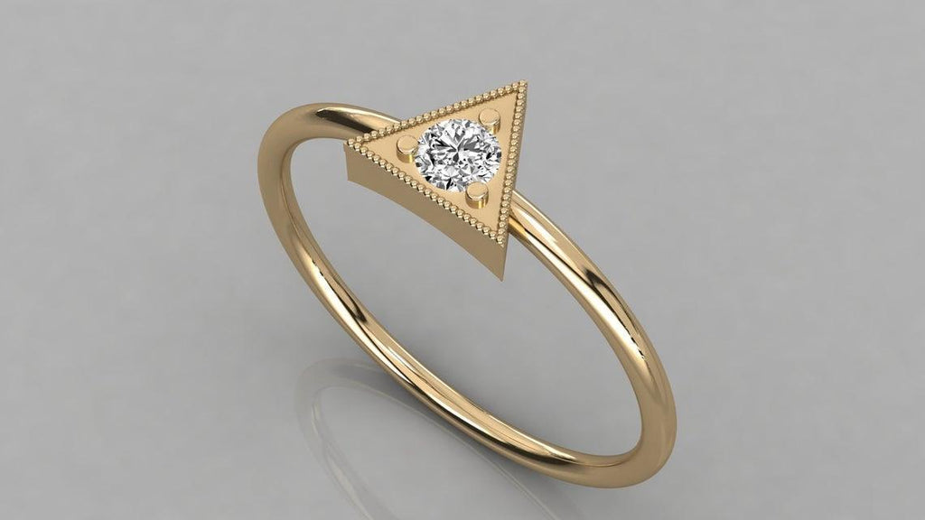 14k Gold Trillion Diamond Ring / Dainty Diamond Ring / Thin Diamond Ring / Gold Diamond Ring / Simple Diamond Ring - Jalvi & Co.