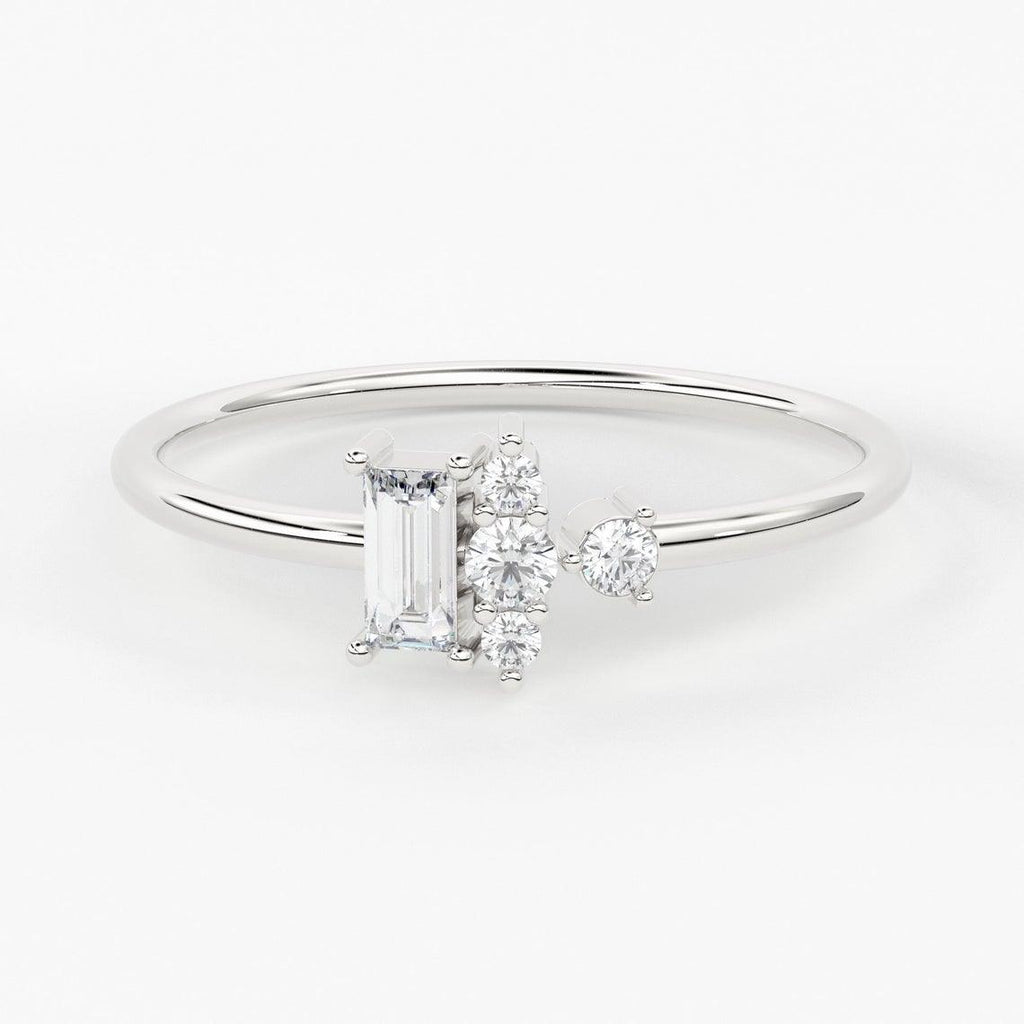 Baguette and Round Diamond Ring / 14k Diamond Ring / Women's Diamond Ring - Jalvi & Co.