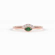 Load image into Gallery viewer, Emerald Ring / Marquise Cut Emerald Ring in 14k Solid Gold / Natural Emerald Ring / May Birthstone Ring / Dainty Emerald Ring - Jalvi & Co.