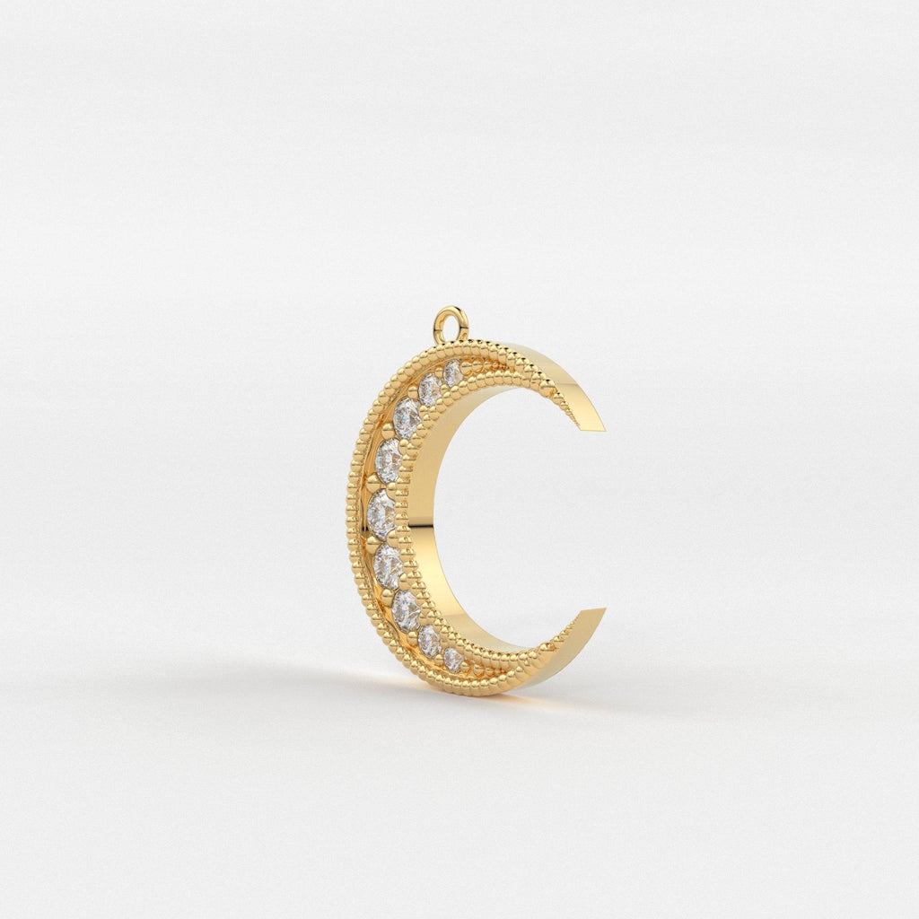 Mini Crescent Moon Diamond Necklace in 14k Gold / Double Horn Diamond Necklace / Graduation Gift / Christmas Gift - Jalvi & Co.