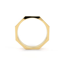 Load image into Gallery viewer, Octagon Gold Ring / 14k Solid Gold Ring / Minimalist Geometric Design Ring / Bolt Shape Ring / Simple Ring / Wedding Ring, Gifts for Her - Jalvi &amp; Co.