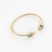 Load image into Gallery viewer, Opal Cuff Bracelet, Open Bangle Bracelet, Real Solid Gold Cuff Bracelet, Vintage Stacking Bangle, 14k Gold Bangle Bracelet - Jalvi &amp; Co.
