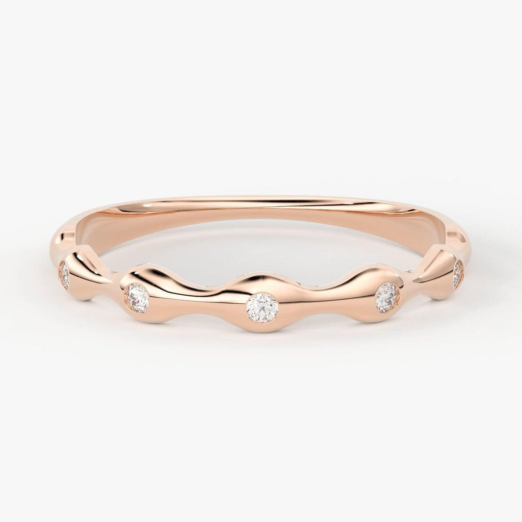 Round Diamond Wedding Band / 14K Gold Cloud Round Diamond Ring / Engagement Ring - Jalvi & Co.