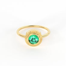 Load image into Gallery viewer, Round Emerald Ring Solitaire / Natural Emerald Engagement Ring / Simple Green Emerald Ring / Zambian Emerald 18k Gold Ring / Boho Ring - Jalvi & Co.